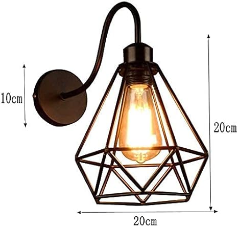 Hanging Vintage Wall Lamp Industrial Black Diamond Metal Cage Retro Living Room Wall Ceiling Lamp