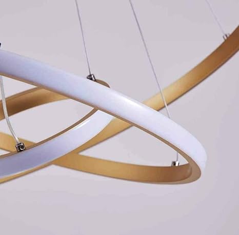 Orbital Modern Double 3 Ring LED Chandelier Lamp (Warm White, Gold)