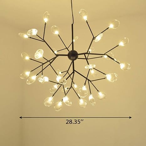 Branched Lights Firefly Chandelier Amber Glass LED Ceiling Hanging Light (Warm White)