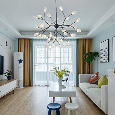 Branched Lights Firefly Chandelier Amber Glass LED Ceiling Hanging Light (Warm White)