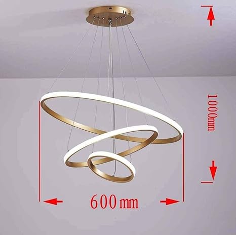 Orbital Modern Double 3 Ring LED Chandelier Lamp (Warm White, Gold)