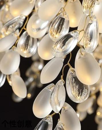 Crystal LED 600 MM Long Crystal Glass Gold Metal LED Chandelier Hanging Lamp - Warm White
