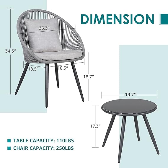 Garden Living Furniture (2 Seater Outdoor Seating Chair and Table Set)