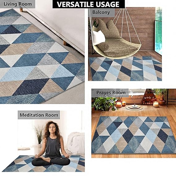 Floor Finesse Multi Printed 3D Jet Vintage Persian Carpet Rug Runner and Carpets for Bedroom/Living Area/Home with Anti Slip Backing