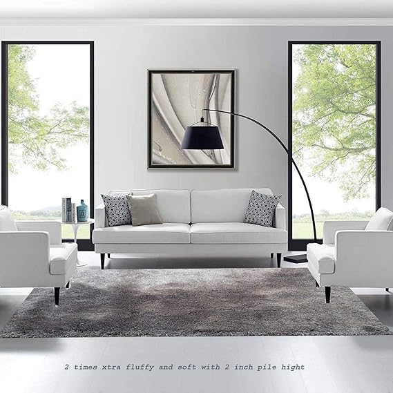 Lush Layers Rectangular Carpet Microfiber Super Soft Extra Fluffy Anti-Skid Shaggy Area Rug Carpet For Dining Room Home Bedroom