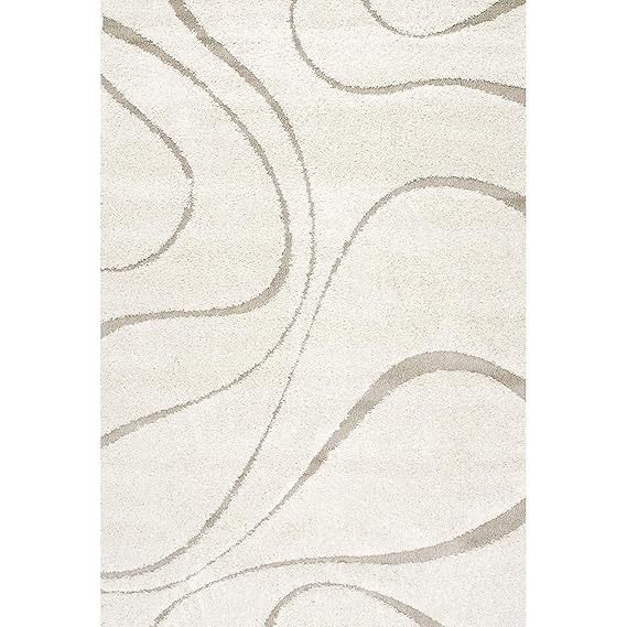 Nomad Threads Super Ultra Soft Shaggy Handcrafted Anti-Skid Silk Touch Rectangular Carpet. Size 3X5 Feet, Colour, Ivory Beige