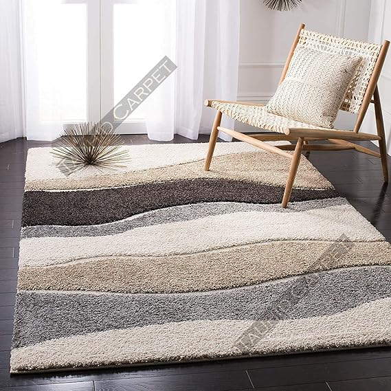 Rug Haven Handwoven Shag Collection Modern Abstract Non-Shedding Rug Carpet