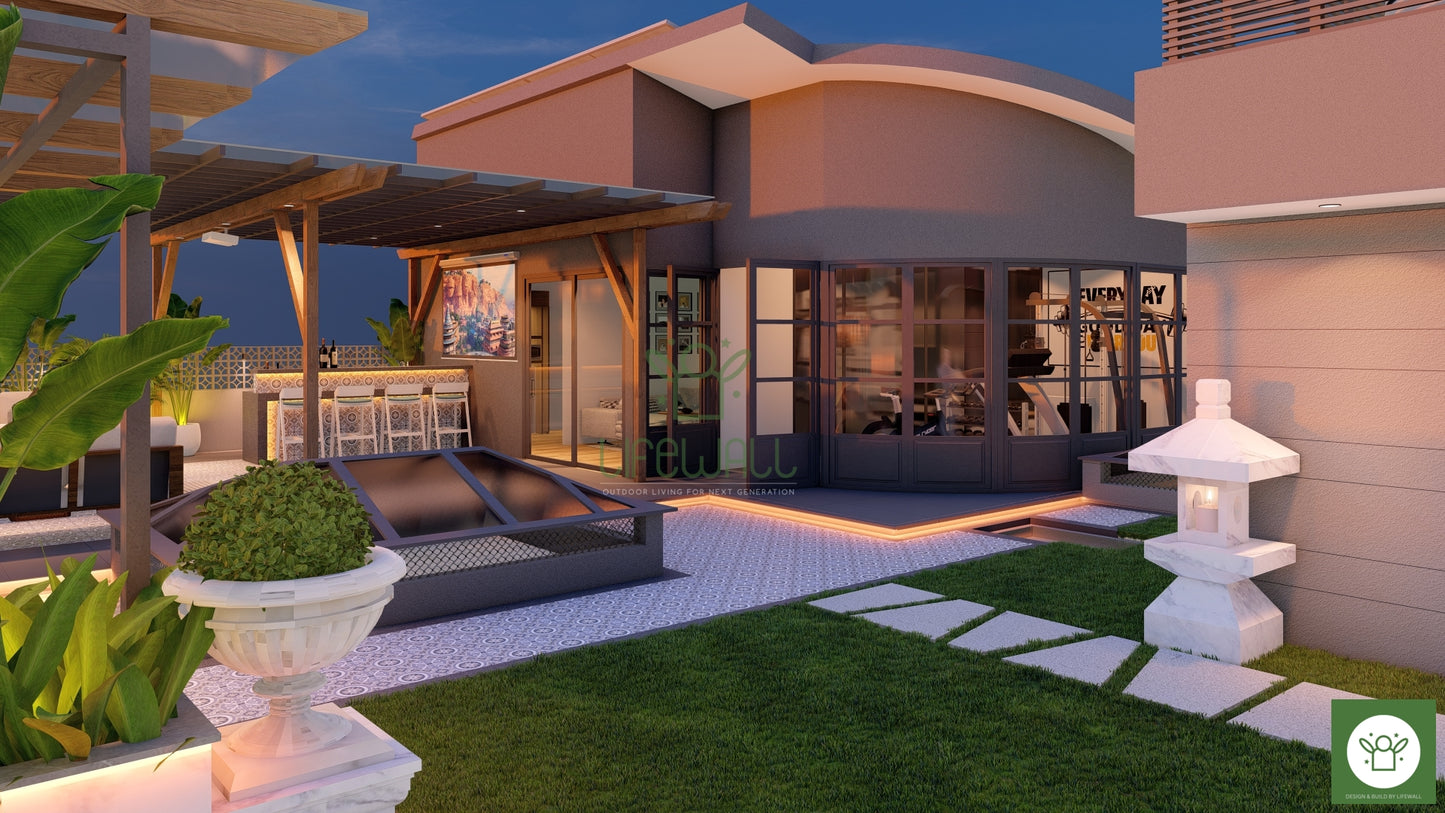 Rustic Twilight Pergola (Per Sqft)
