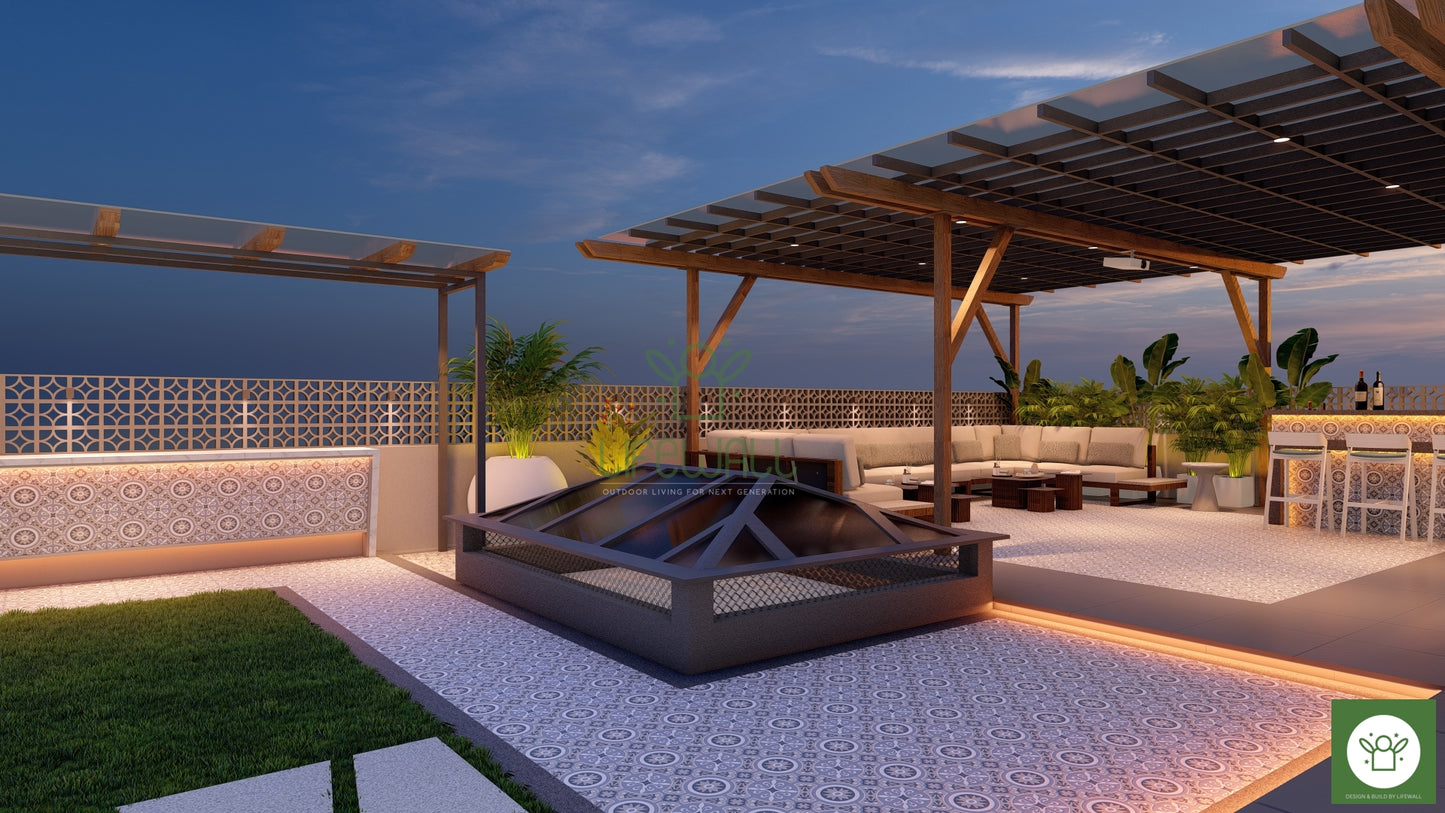 Rustic Twilight Pergola (Per Sqft)