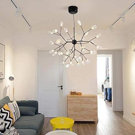 Branched Lights Firefly Chandelier Amber Glass LED Ceiling Hanging Light (Warm White)