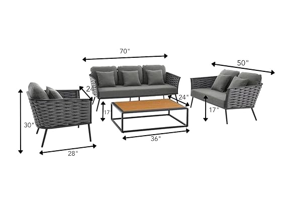 Locus Grey Furniture (6 Seater Outdoor Seating and Table Set)