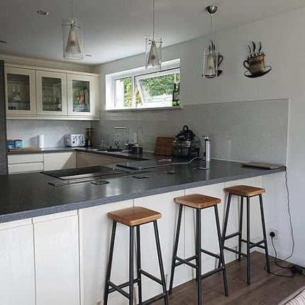 Symmetric Wooden Bar Chair with Metal Legs High Sitting Bar Stool for Kitchen Living Room Wooden Metal Counter Stool (Set of 1, Rustic Brown)