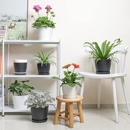 Spiral Flower Pots for Plants, Home Indoor & Outdoor Planters, Terrace, Garden Etc | Pack of 05 | White | Plastic | 07 inch X 6.5 inch