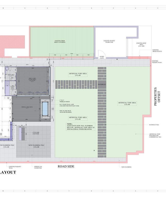 Working Drawings For Residential Terrace, Lawn, Backyard & Driveway