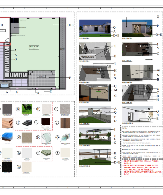 Working Drawings For Residential Balcony & Courtyard